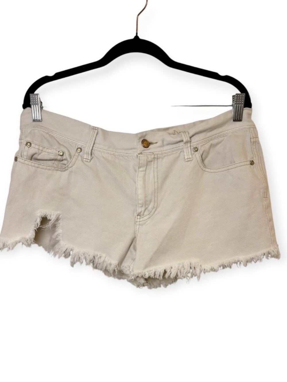 Vintage Y2K Old Navy Cream White Embroidered Ultra Low Rise Shorts Size 12